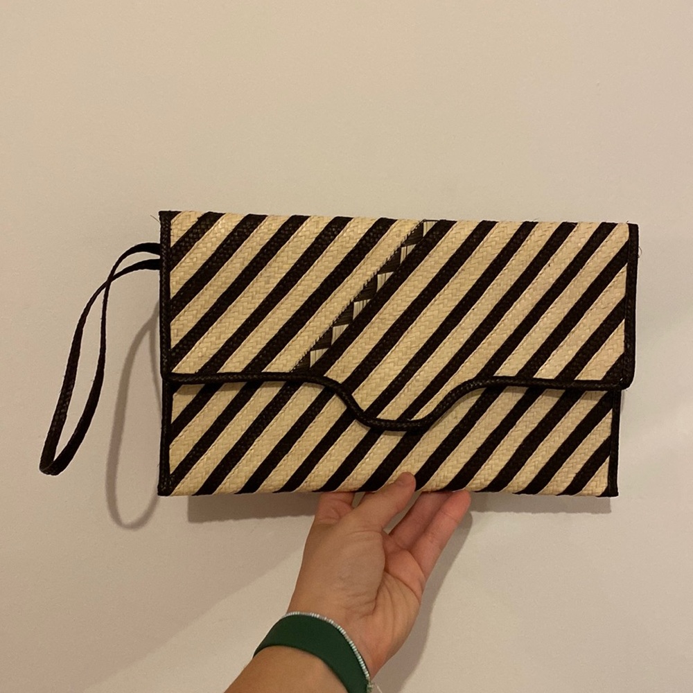 hand bag brown and cream bamboo